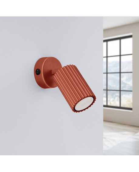 Kinkiet KARBON ochra czerwona z włącznikiem Sollux SL.1636