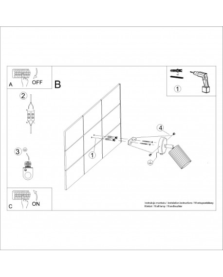 Kinkiet KARBON ochra czerwona z włącznikiem Sollux SL.1636