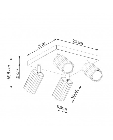 Plafon KARBON 4 ochra czerwona Sollux SL.1640