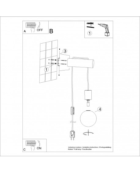 Kinkiet NIMBI G9 z włącznikiem Sollux SL.1645