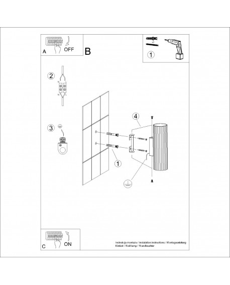 Kinkiet KARBON 20 ochra czerwona Sollux SL.1655