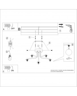 Żyrandol ASTRAL 5 biały Sollux SL.1660