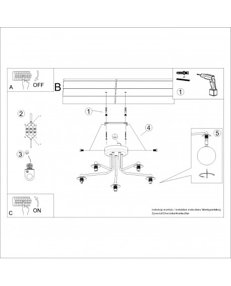 Żyrandol ASTRAL 5 biały Sollux SL.1660