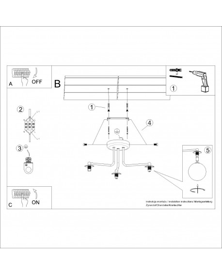 Żyrandol ASTRAL 3 czarny Sollux SL.1662