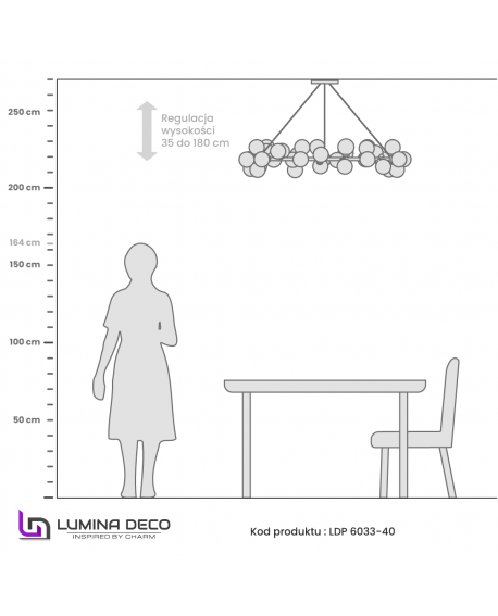 LAMPA WISZĄCA NOWOCZESNA CHROMOWANA MARSIADA W40 LUMINA DECO