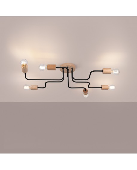 Żyrandol TIMBO 6 czarny Sollux SL.1670