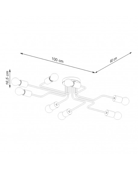 Żyrandol TIMBO 8 czarny Sollux SL.1671