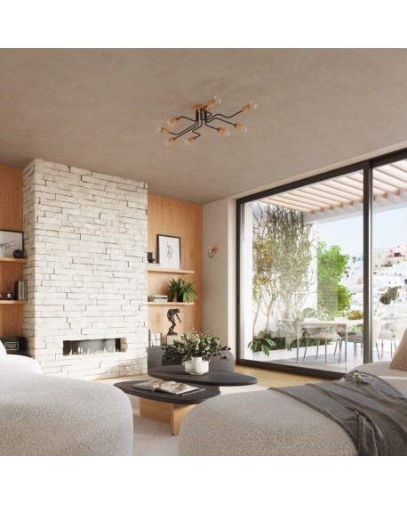 Żyrandol TIMBO 8 czarny Sollux SL.1671