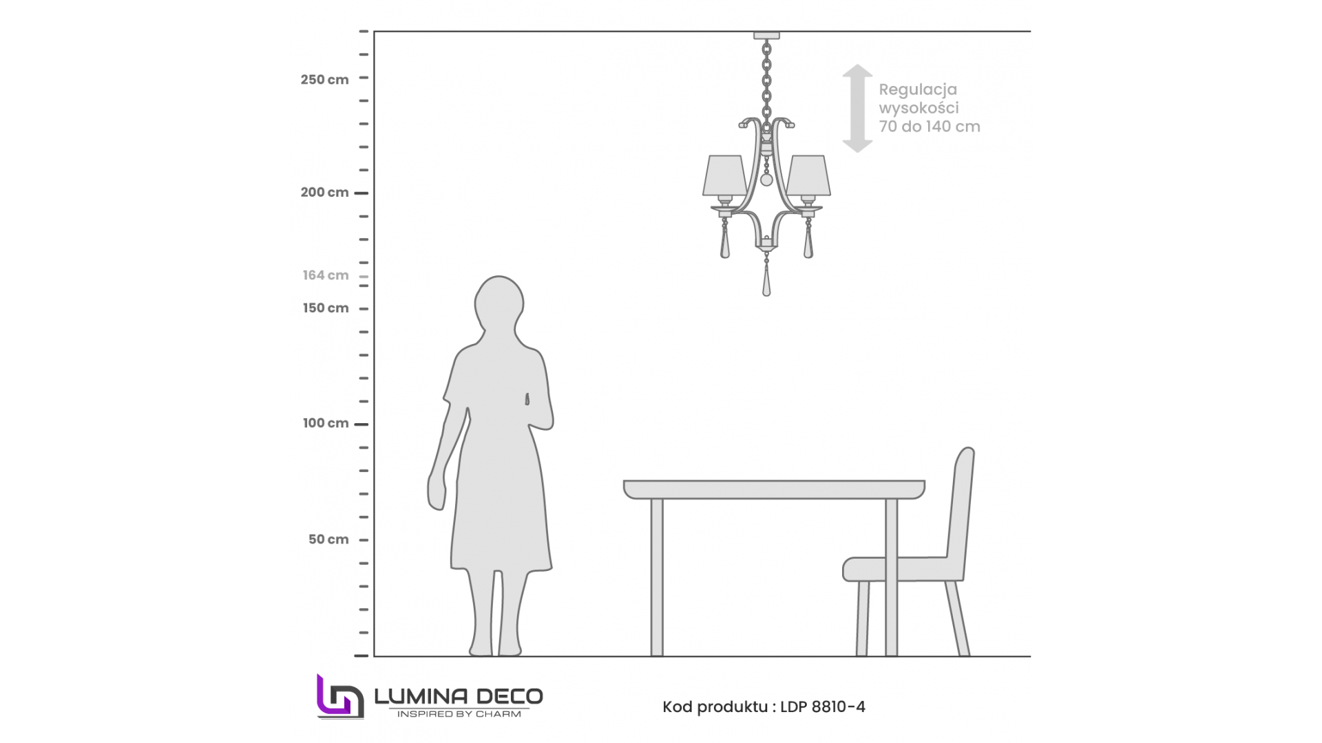 ŻYRANDOL LAMPA WISZĄCA KRYSZTAŁOWA VENISIA W4 LUMINA DECO