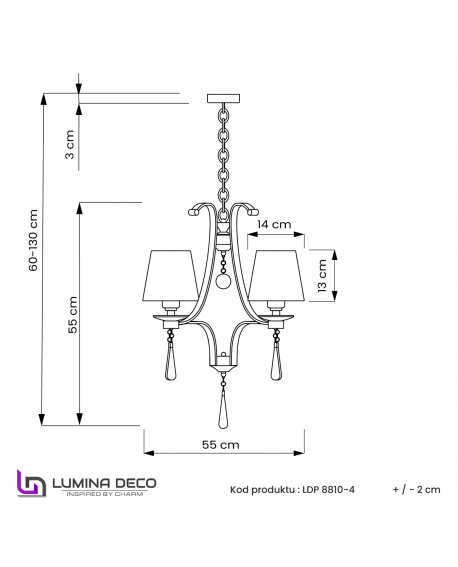 ŻYRANDOL LAMPA WISZĄCA KRYSZTAŁOWA VENISIA W4 LUMINA DECO