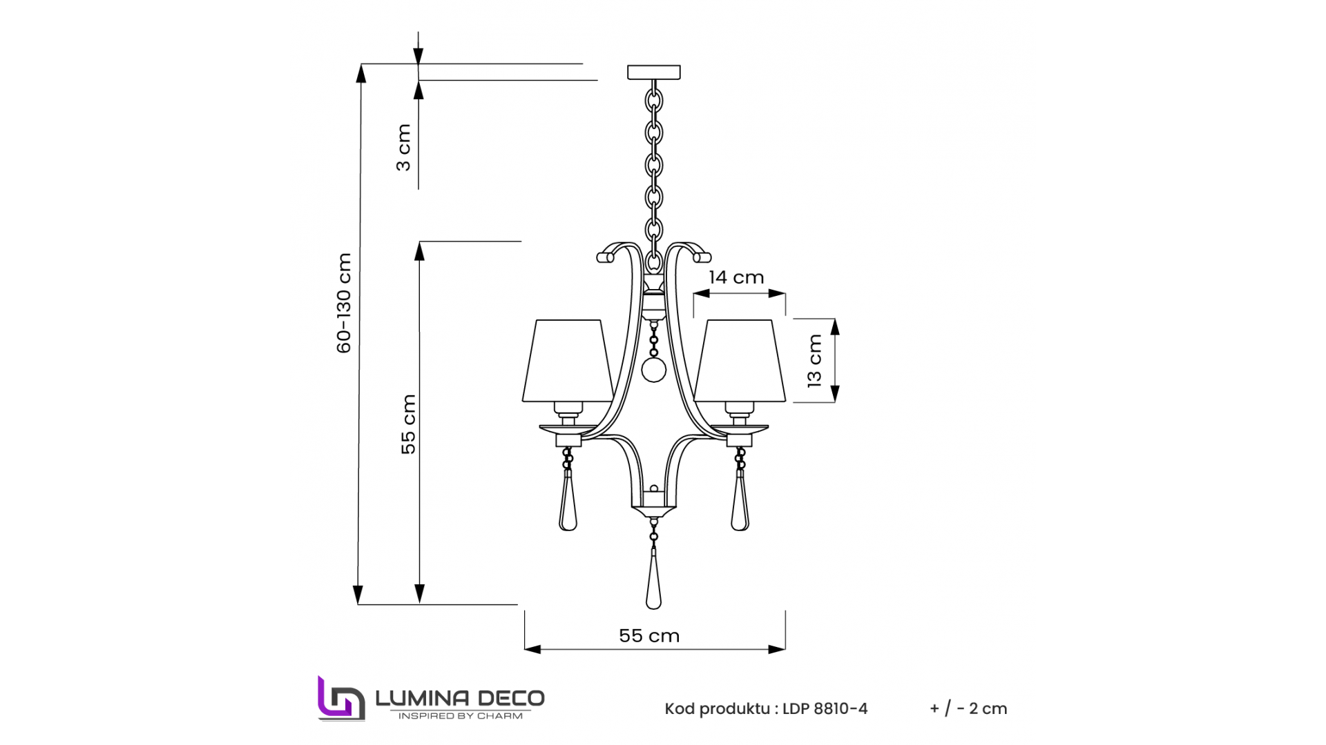 ŻYRANDOL LAMPA WISZĄCA KRYSZTAŁOWA VENISIA W4 LUMINA DECO