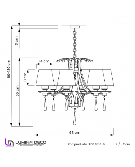 ŻYRANDOL KLASYCZNY KRYSZTAŁOWY VENISIA W6 LUMINA DECO