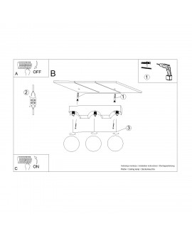 Plafon BULBO 3 naturalne drewno Sollux SL.1684