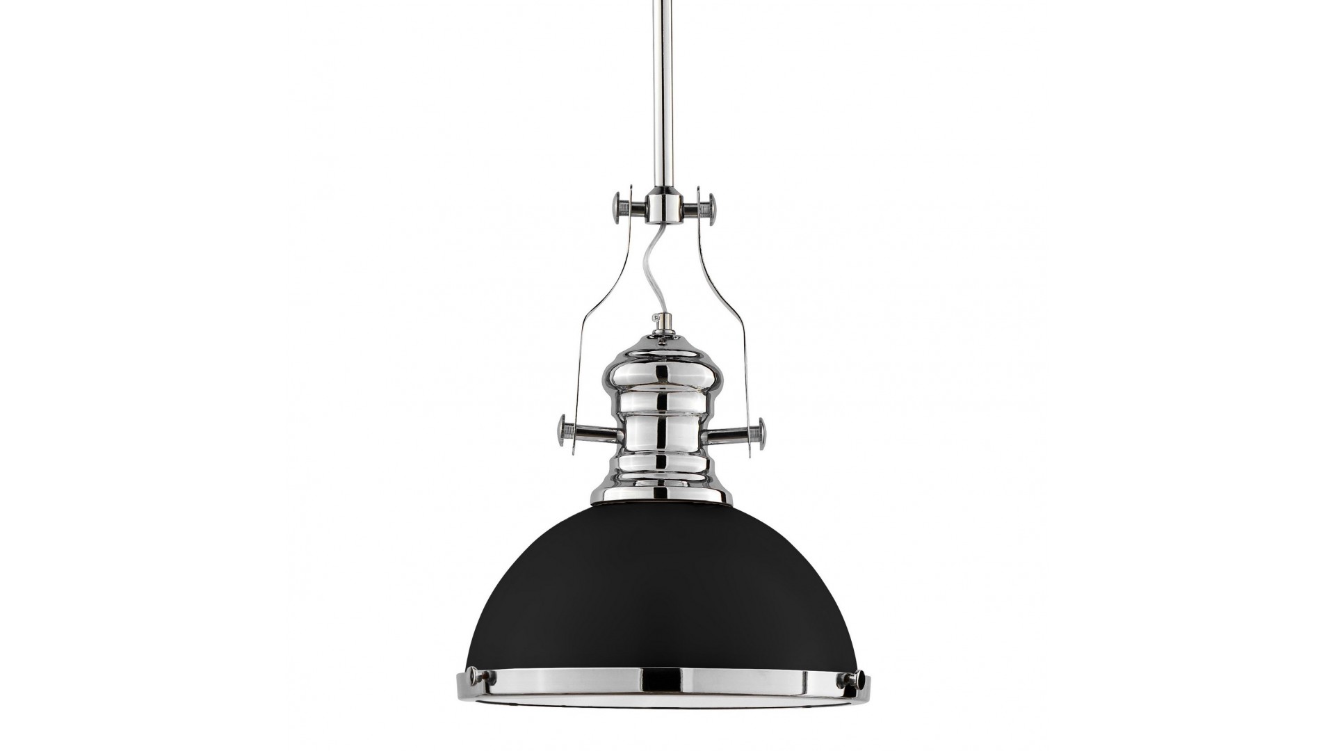 Lampa wisząca z czarnym metalowym kloszem z regulowaną wysokością zawieszenia