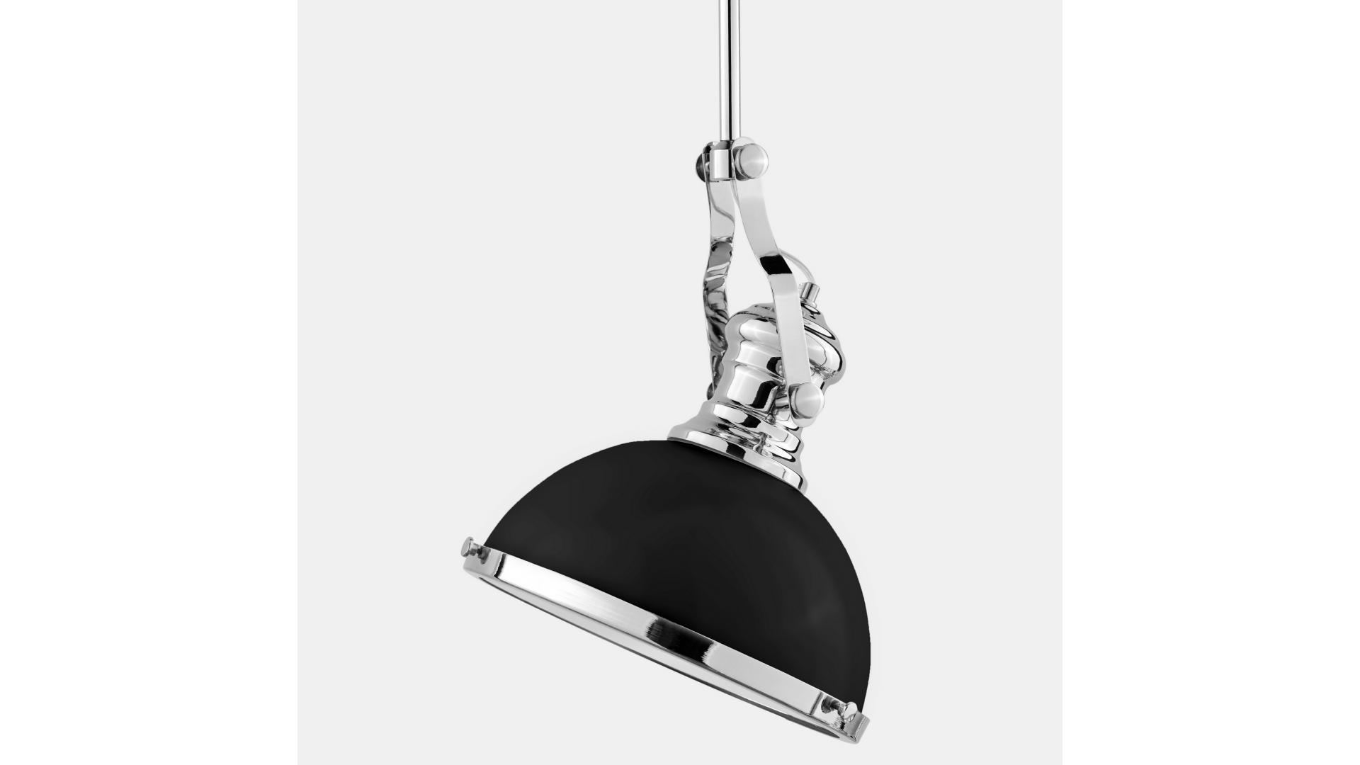 Zbliżenie na czarny metalowy klosz lampy ETTORE w stylu industrialnym