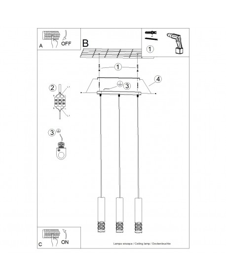 Lampa wisząca LIRO 3L biały Sollux SL.1693