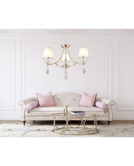 ŻYRANDOL LAMPA WISZĄCA KRYSZTAŁOWA ZŁOTY DOMINNI W3 LUMINA DECO
