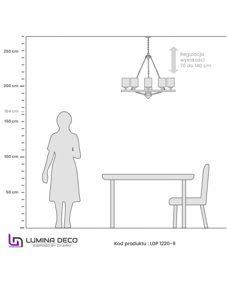 LAMPA WISZĄCA LOFT CHROMOWANA SANTINI W9 LUMINA DECO