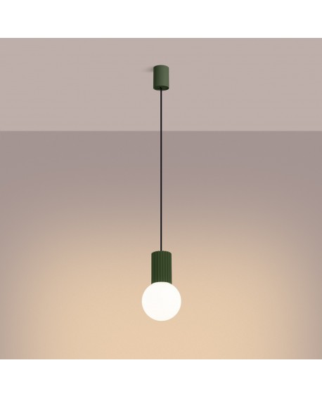 Lampa wisząca HALO 1 zielona oliwka Sollux SL.1724