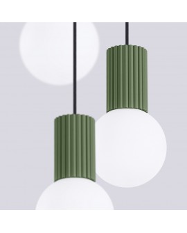 Lampa wisząca HALO 3P zielona oliwka Sollux SL.1725