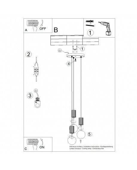 Lampa wisząca HALO 3P zielona oliwka Sollux SL.1725