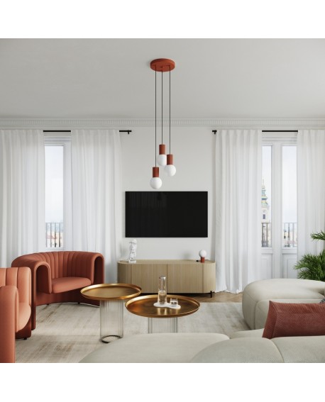 Lampa wisząca HALO 3P ochra czerwona Sollux SL.1730