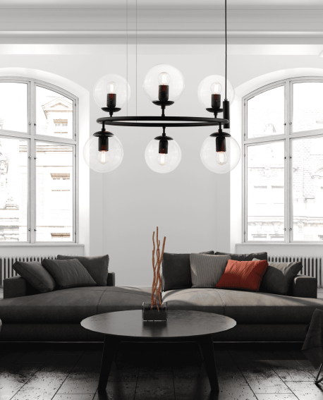 LAMPA WISZĄCA CZARNA NOWOCZESNA CEREDO W6 LUMINA DECO