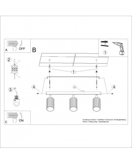 Plafon KARBON 3L taupe Sollux SL.1764