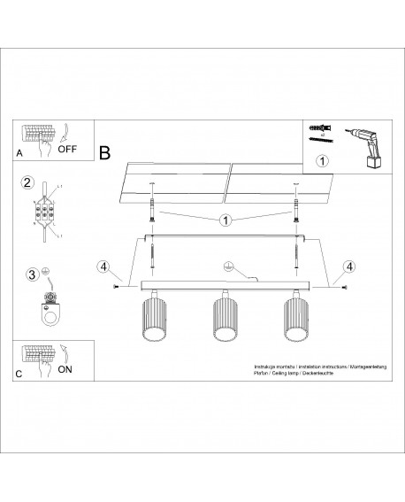 Plafon KARBON 3L taupe Sollux SL.1764
