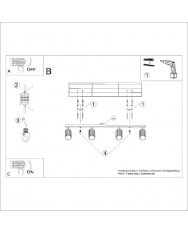 Plafon KARBON 4L taupe Sollux SL.1765