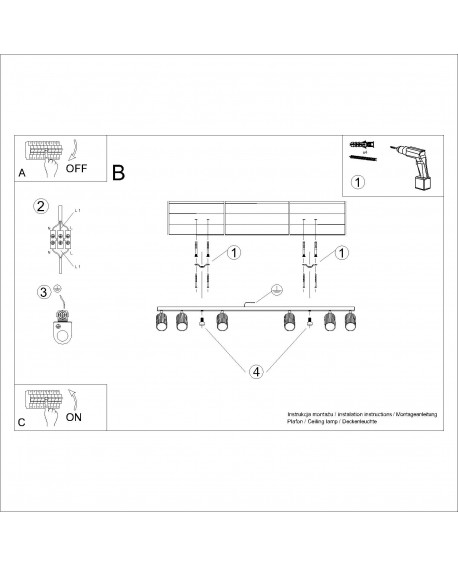 Plafon KARBON 6L taupe Sollux SL.1766