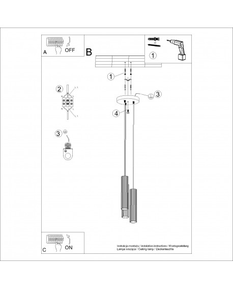 Lampa wisząca KARBON 3P taupe Sollux SL.1775