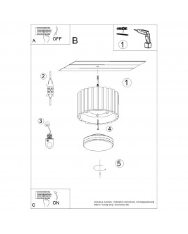 Plafon AURA 1 czarny Gx53 Sollux SL.1787
