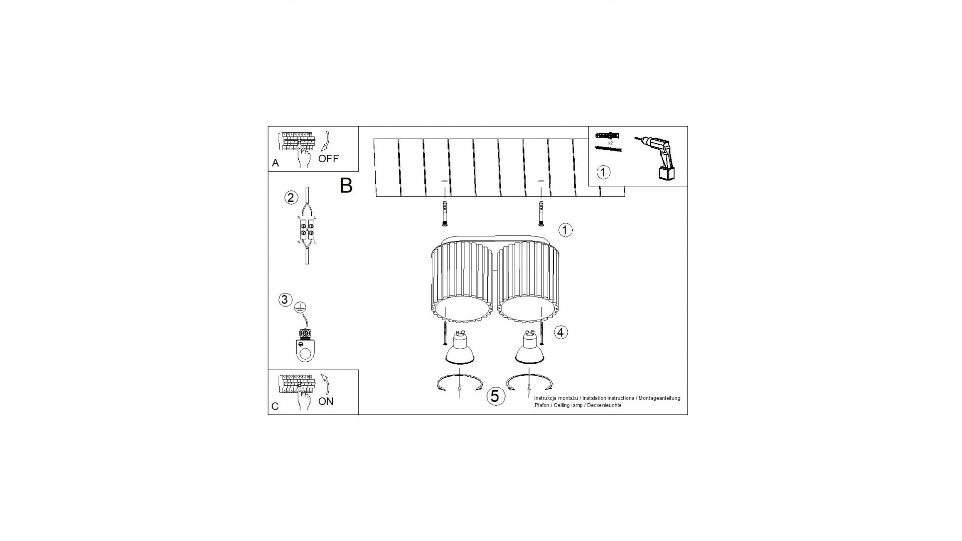 Plafon AURA 2 mocca GU10 Sollux SL.1805