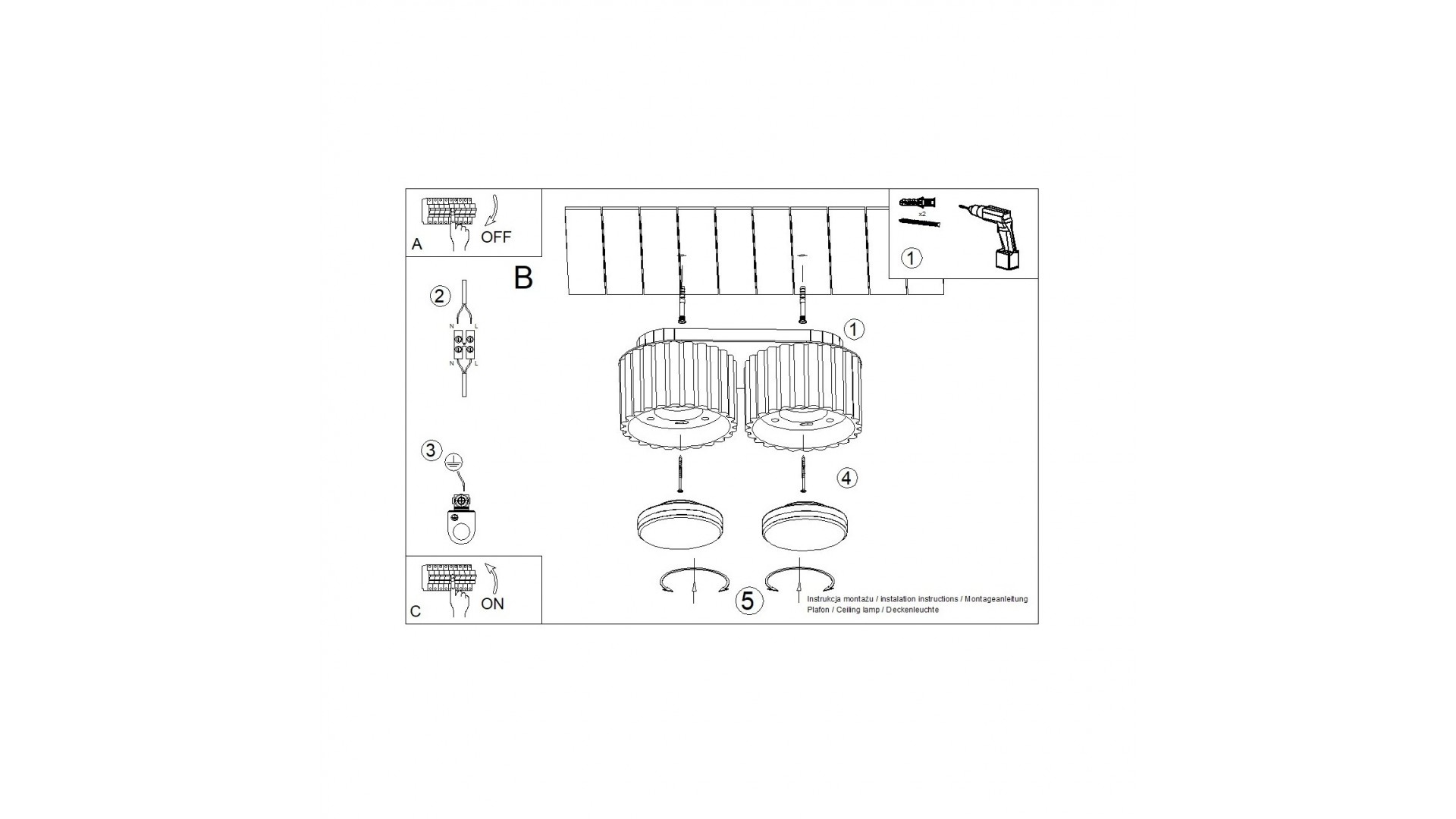 Plafon AURA 2 mocca Gx53 Sollux SL.1808