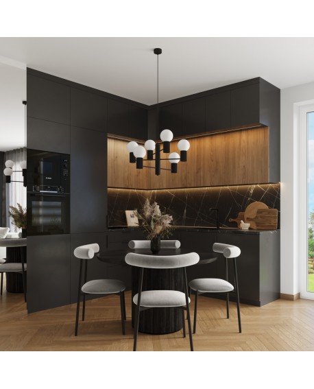 Żyrandol HALO 6 czarny Sollux SL.1830