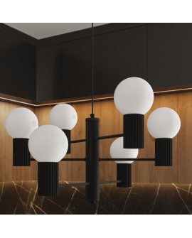 Żyrandol HALO 6 czarny Sollux SL.1830