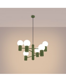 Żyrandol HALO 6 zielony oliwkowy Sollux SL.1832