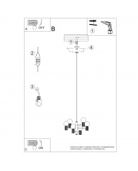 Żyrandol HALO 6 ochra czerwona Sollux SL.1833