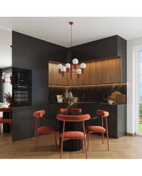 Żyrandol HALO 6 ochra czerwona Sollux SL.1833