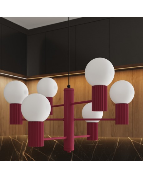 Żyrandol HALO 6 burgund Sollux SL.1837