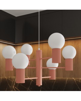 Żyrandol HALO 6 brzoskwiniowy Sollux SL.1838