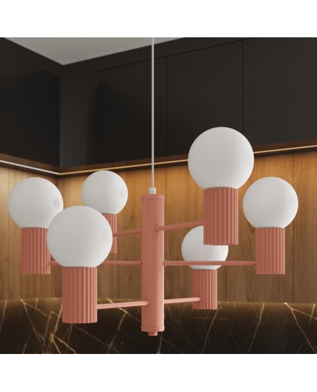 Żyrandol HALO 6 brzoskwiniowy Sollux SL.1838