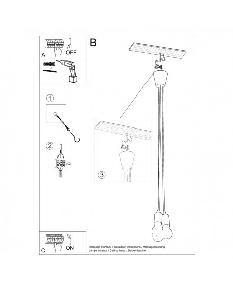 Lampa wisząca DIEGO 3 żółta