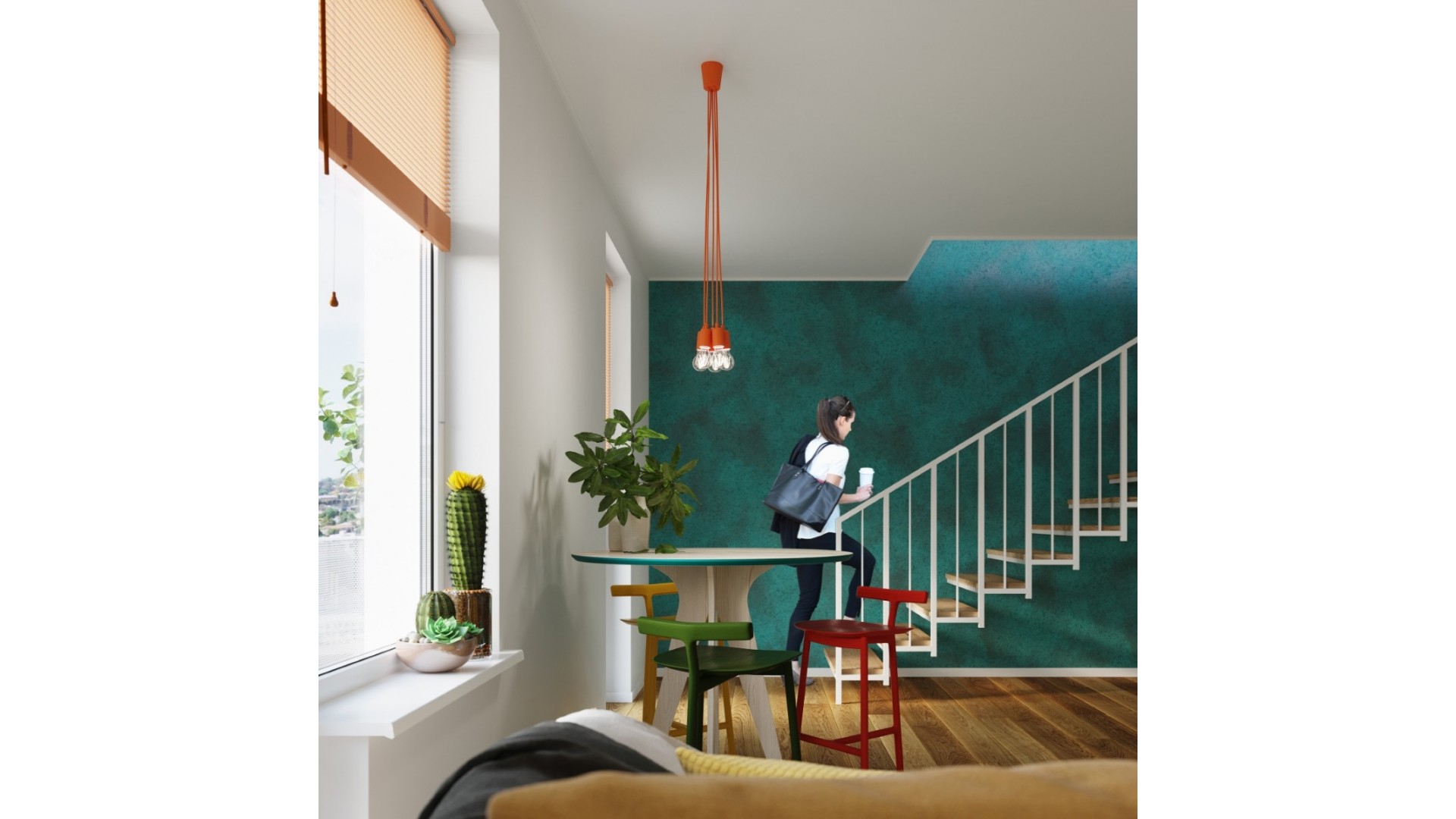 Lampa wisząca DIEGO 5 pomarańczowy