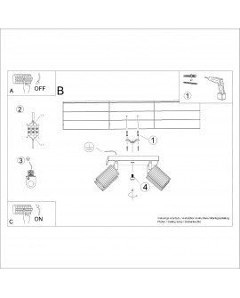 Plafon KARBON 4 czarny
