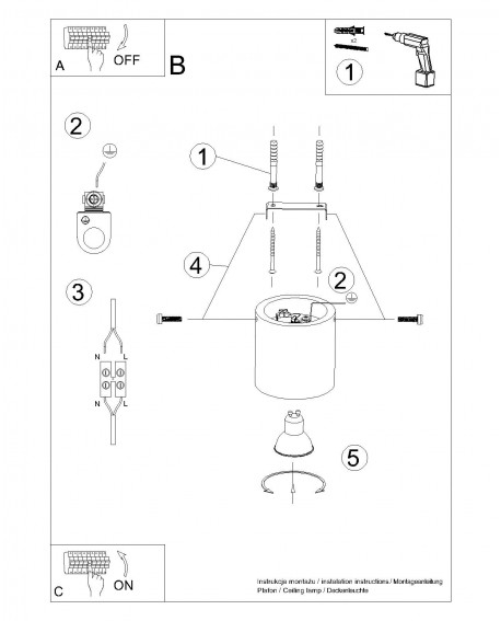 Plafon ORBIS beton beżowy
