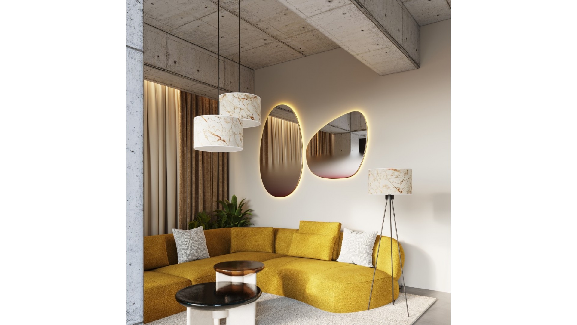 Lampa podłogowa NEVIA beżowy marmur