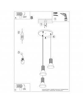 Lampa wisząca ESTRIA 3P beżowa