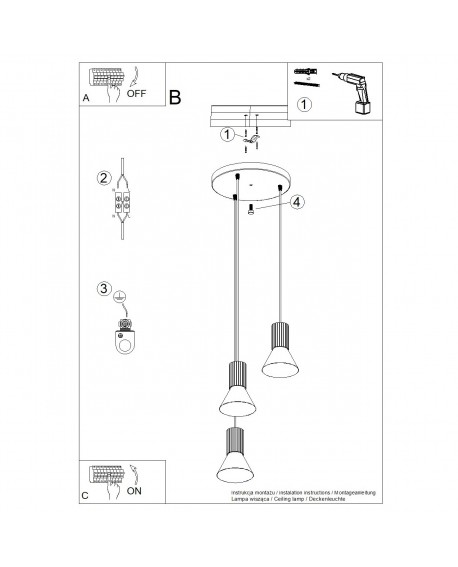 Lampa wisząca ESTRIA 3P beżowa